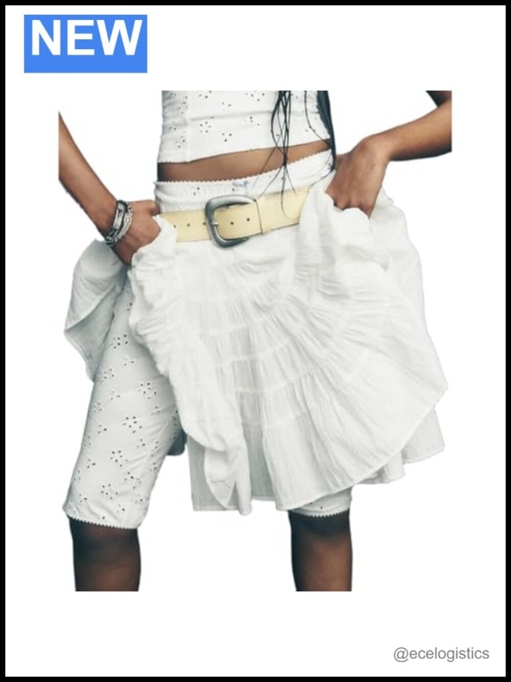 Women's Flowy Pleated Skirt Boho Y2k Lace A-Line Knee Length Streetwear Layered